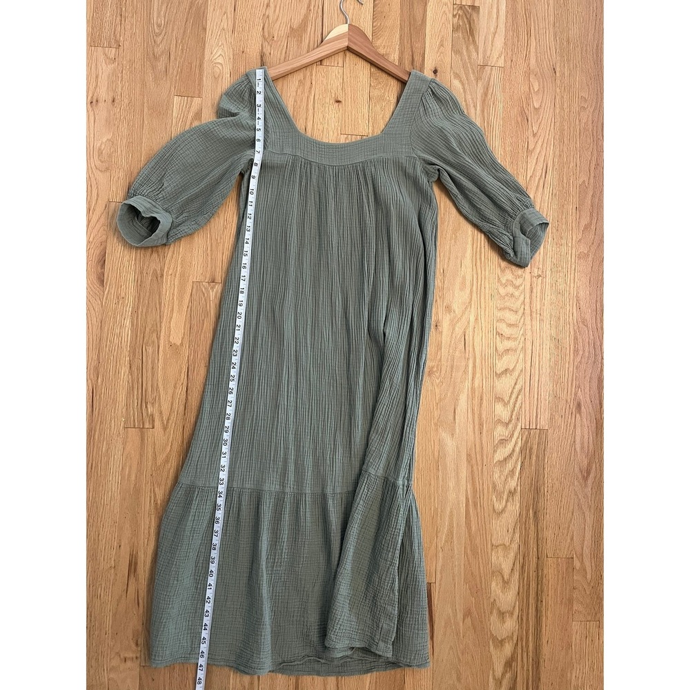Christy Dawn Bianca Organic Cotton Gauze Midi Dress Sage Green Tiered S - Picture 7 of 9